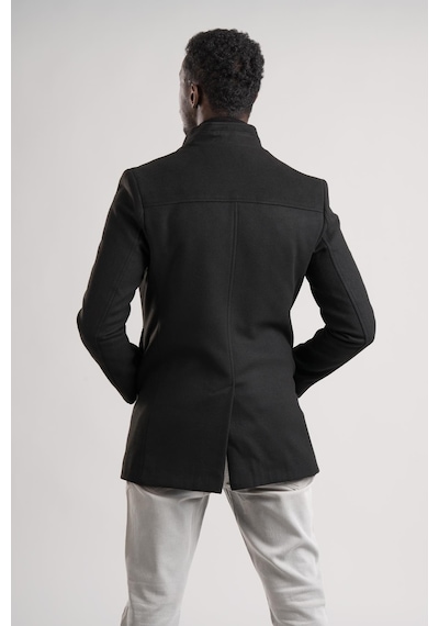 Akçaylar Slimfit Hakim Yaka Düğme Kapamalı Yan Cepli Astarlı Tek Yırtmaçlı Yünlü Kaşe Kaban Siyah Akçaylar Slimfit Hakim Yaka Düğme Kapamalı Yan Cepli Astarlı Tek Yırtmaçlı Yünlü Kaşe Kaban Siyah
