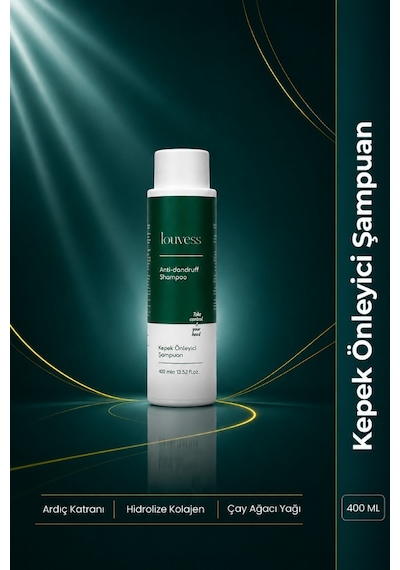 Louvess Kepek Önleyici Şampuan Çay Ağacı ve Ardıç Katranı İle Güçlendirilmiş Kepek Karşıtı Şampuan 400 ML