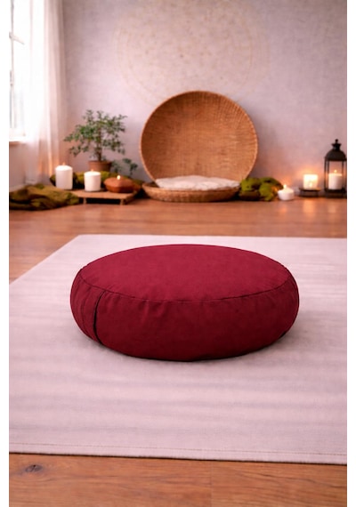 Zafu Yoga Meditasyon Minderi - Yuvarlak Meditasyon Minderi Bordo