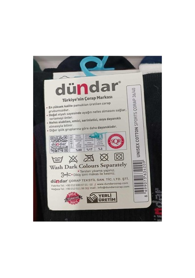 Dündar Çorap Kadın Cotton Sport Soket Çorap 4209b - 12 Adet Karışık Renk