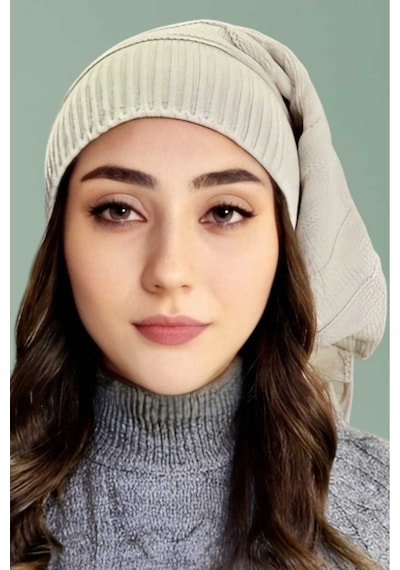Uniquetrenders Kadın Kışlık Triko Örgü Bere Ve Boyunluk Bej