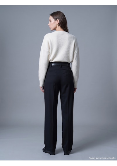 Dilvin 72801 Kemerli Pilili Pantolon-siyah