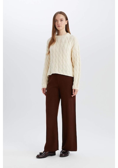 DeFacto Relax Fit Triko Pantolon Geniş Bol Paça Basic Düz Esnek Belli E2940AX24WNBN320