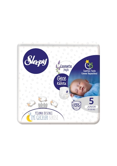 Sleepy Lavanta Yağlı Gece Külotu 5 Numara Junior 120 Adet