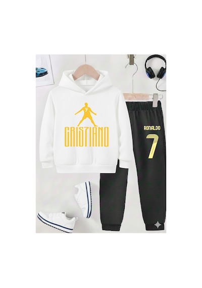 Stil X Ronaldo Baskılı Erkek Çocuk Eşofman Takımı, 3 İplik Şardonlu Kumaş Siyah-beyaz 6 Stil X Ronaldo Baskılı Erkek Çocuk Eşofman Takımı, 3 İplik Şardonlu Kumaş Siyah-beyaz 6