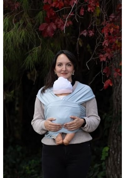 Sling -%100 Pamuk - Wrap - Bebek Taşıma Şalı Mavi, 450cm X50cm