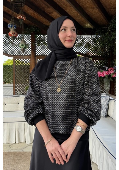 Rabia Şamlı Tanem Tüvit-saten Etekli Takım Beyaz Çizgili Normal