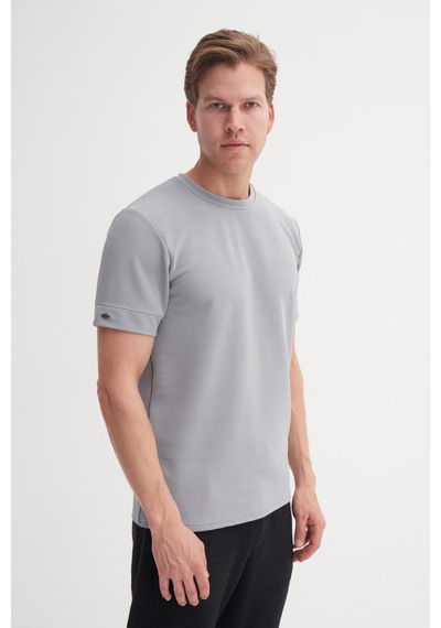 Cazador 4202 Erkek Bisiklet Yaka T-shirt Gri