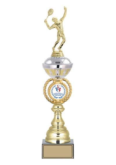 Odak Kupa - Figürlü Kupalar - Tenis Erkek Figürlü Kupalar Fg-066 B - 48 Cm Altın - Beyaz