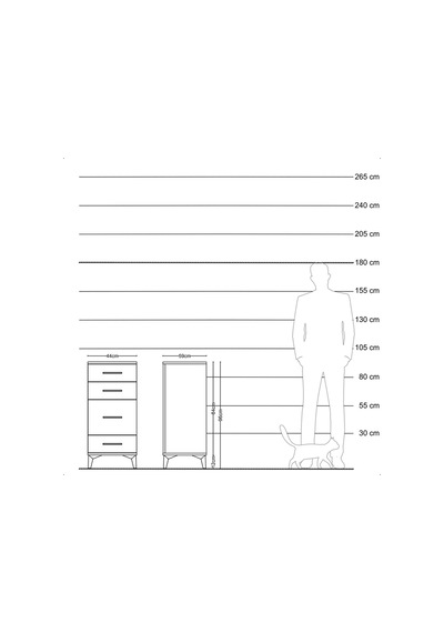 Kronos Komodin 4 Çekmeceli 44x59x96 Antrasit-aytaşı Antrasit