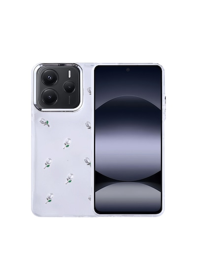 Kilifone - Redmi Note 14 5g Uyumlu Kılıf Airbag Tasarımlı Simli Şeffaf Kutup Kapak - Lale - T37078
