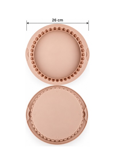 Porsima 30012-1 Silikon Turta Ve Tart Kalıbı Xl 26 Cm - Isıya Dayanıklı Yapışmaz Tırtıklı Kek Pişirme Kalıbı Krem/vizon