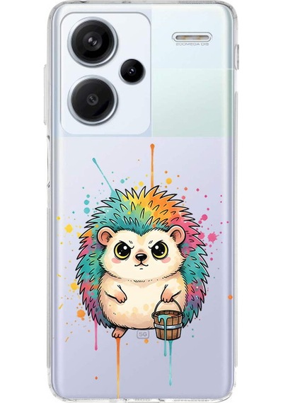 Redmi Note 13 Pro Plus İle Uyumlu Splash Kirpi Tasarımlı Şeffaf Silikon Kılıf Şeffaf