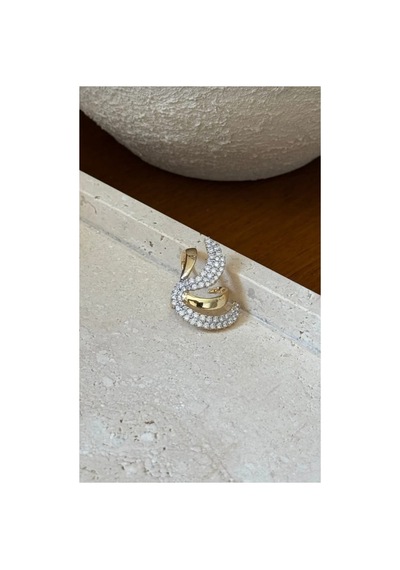 Lunarie Sarmal Zirkon Taşlı Vintage Kulak Tırmığı Ear Cuff Küpe Altın
