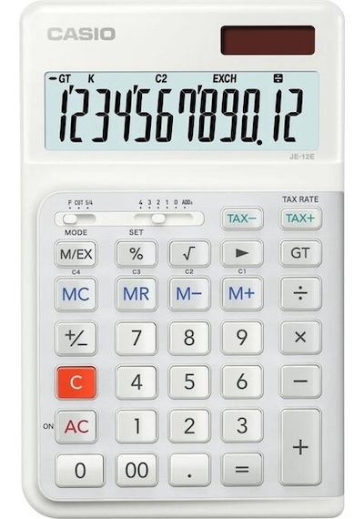 Casio JE-12E-WE 12 Haneli Masaüstü Hesap Makinesi