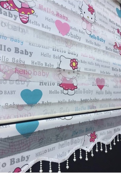 Hello Kitty Desenli Boncuklu Zebra Stor Perde Beyaz - 96158500 Beyaz