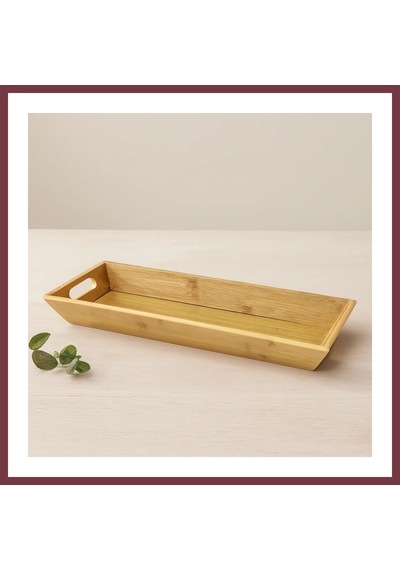 Storeşahin Bambu Ahşap Sunum Tepsisi 16x40x4 Cm Çift Kulplu Shn0720