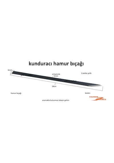 Kunduracı Hamur Bıçağı İnce Uzun Ayakkabıcı Tamir Bıçağı Falçata