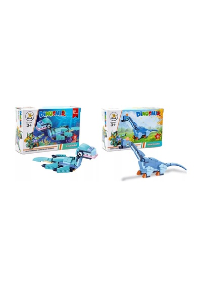 2'li Dinozor Lego Uyumlu Blok Seti - Mosasaurus & Brontosaurus Eğitici Yapboz Oyuncak 135 Parça