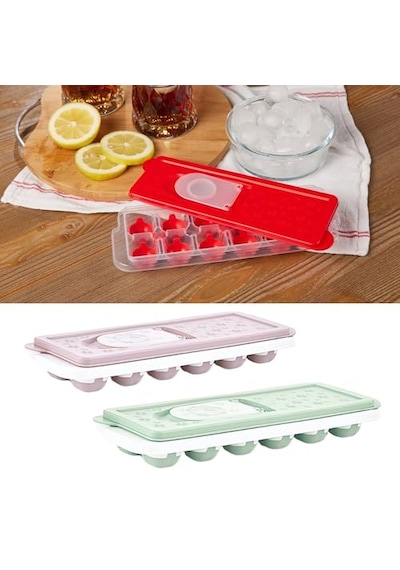 Mini Kapaklı Silikon Buzluk - Kolay Çıkarım Güvenli Istifleme Kompakt Tasarım Kırılmaz Gıdayla Uyumlu Üst Üst Çok Renkli