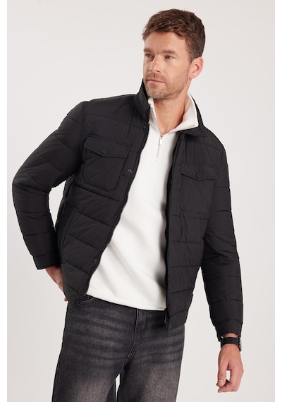 Tudors Erkek Regular Fit Klasik Kesim Çift Cepli Çıtçıt Kapamalı Siyah Mont-41602 Siyah