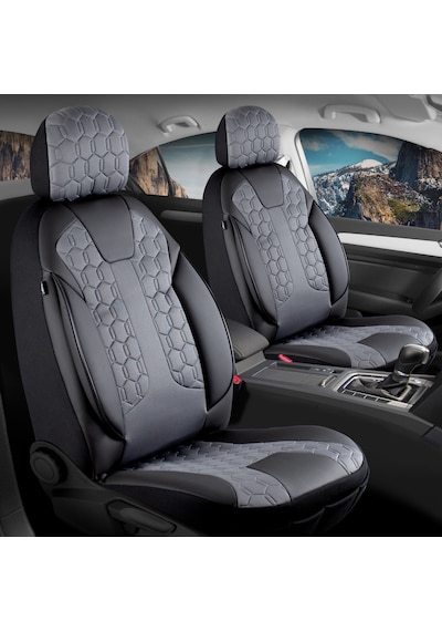 Hyundai Accent Era Uyumlu Deri Detaylı Oto Koltuk Kılıfı Ön Arka Takım Cyrus Füme