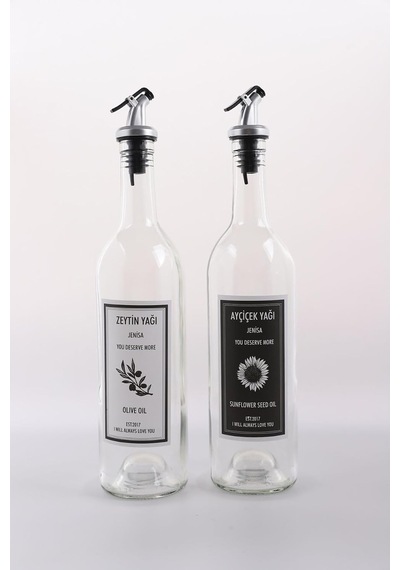 2'li 750 Ml Akıtmaz Şeffaf Zeytinyağı Sıvıyağ Şişesi Cam Yağdanlık Akıtıcılı Yağlık 750ml Çok Renkli
