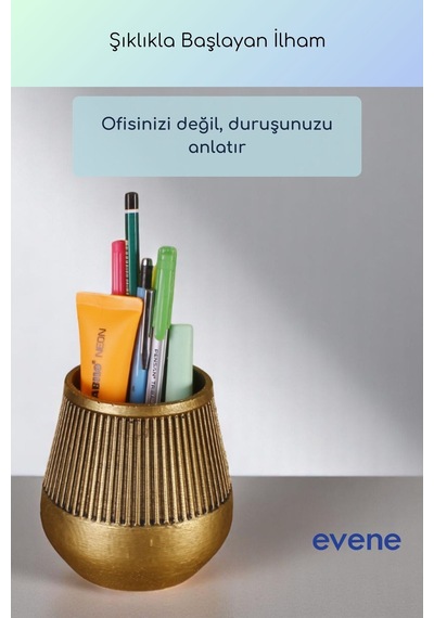 Kalemlik Masa Kalemliği Organizer Kalemlik Altın Eskitme Renk Model 88 Çok Renkli