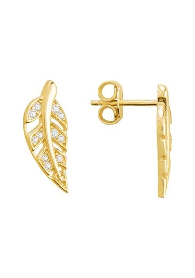 Goldkupe 14 Ayar Altın Yaprak Taşlı Küpe 1,71 Gr-1398