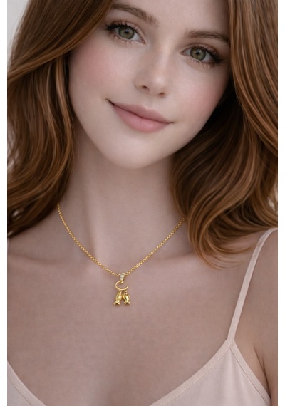 Minimal Taşlı Balık Figürlü Gold Kolye