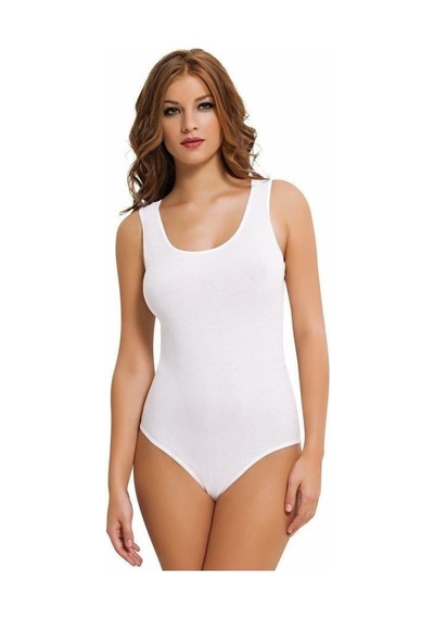 Kadın Beyaz Geniş Askı Çıtçıtlı Body 6'lı Yeni Sezon 001