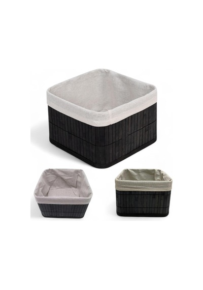 Bambu Çok Amaçlı Saklama Kutusu Düzenleyici Kare Organizer, Dekoratif Bambu Düzenleyici Siyah 20x20x13cm Diğer