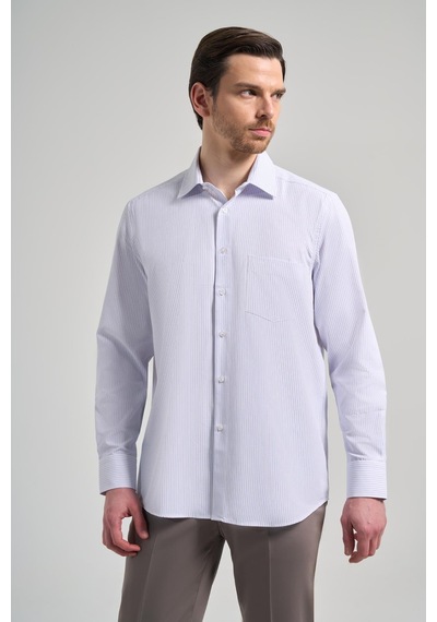 İmza Uzun Kol Çizgili Desen Bez Ayağı Sert Yaka Cepli Pamuklu Classic Comfort Fit Gömlek 1004250172 Mavi İmza Uzun Kol Çizgili Desen Bez Ayağı Sert Yaka Cepli Pamuklu Classic Comfort Fit Gömlek 1004250172 Mavi