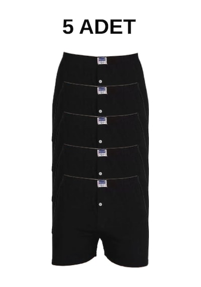 Erkek Siyah Boxer Penye 5'li Paket Berrak 1099 Abani Classic