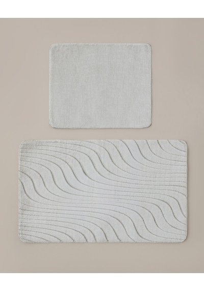 Curveline Kaydırmaz Taban Banyo Paspası Seti 60x80 Cm + 40x60 Cm Bej
