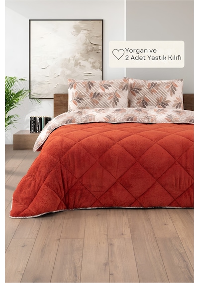 Battal Wellsoft Yorgan Çift Taraflı Yastık Kılıflı 215x235 Cm Turuncu