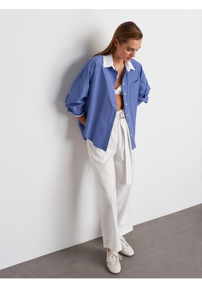 Dilvin 72189 Kemerli Pantolon-beyaz Beyaz