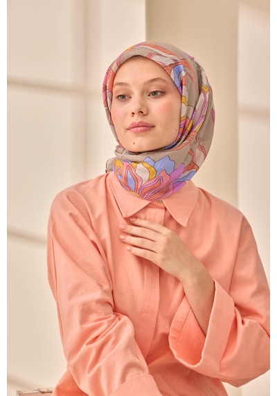 Silk Home Olinda İpek Eşarp 47003-31 Gri, Pembe, Somon, Mavi Lila, Sarı