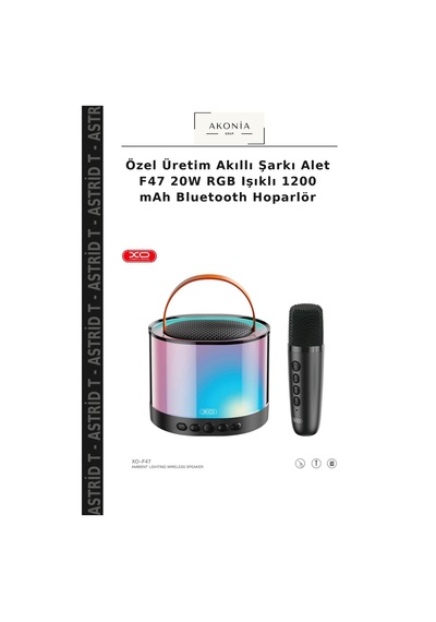 Özel Üretim Akıllı Şarkı Alet F47 20w Rgb Işıklı 1200 Mah Bluetooth Hoparlör