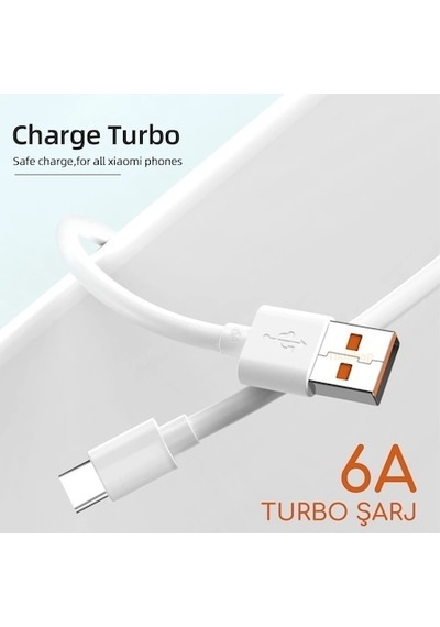 Senalstore Xiaomi Turbo Hızlı Şarj Kablosu 6a Type-c