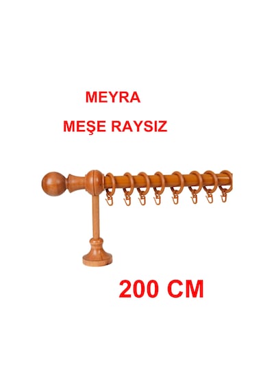 Meyra Demonte Başlıklı Ahşap Rustik Perde Askısı - Raysız -meşe 200 Cm Meşe