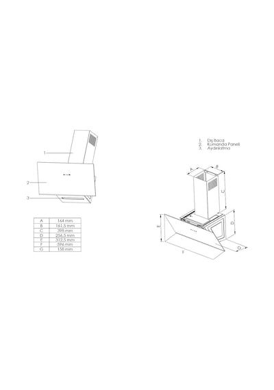 Simfer 8736 60CM Premium Dokunmatik Gri Cam Davlumbaz