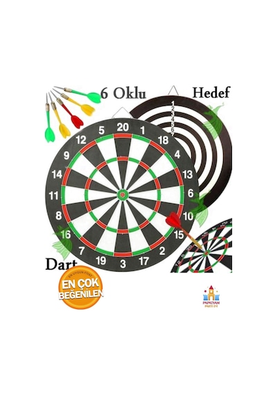 Oklu Dart Oyun Seti - Profesyonel Tasarımlı Dart Tahtası Ve Oklarla Komple Set