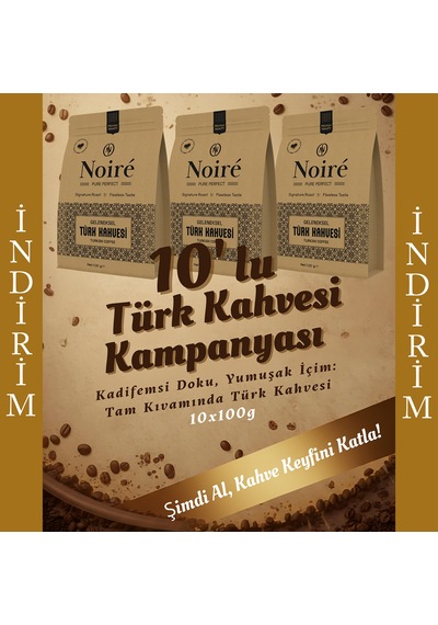 Noire Geleneksel Türk Kahvesi %100 Arabica 10x100g Avantajlı Set Öğütülmüş