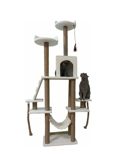 Pethomealpi Şato Çok Katlı Yuvalı Kedi Tırmalama ve Oyun Platformu 30 x 30 x 30 CM