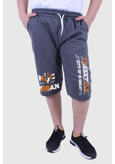 Fyk Kids Freestyle Baskılı Erkek Çocuk Çift Cepli Kapri Füme