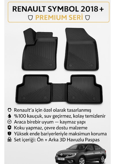 Renault Symbol 2018+ 3d Havuzlu Oto Paspas