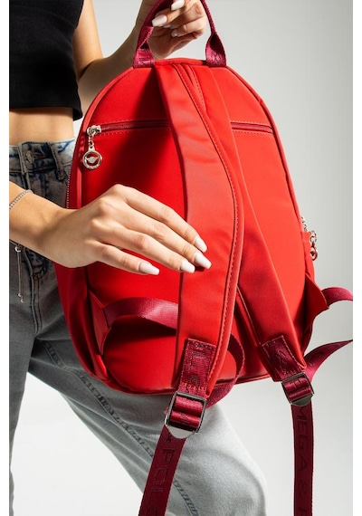 Baginn Saten Kumaş Kadın Sırt Çantası 38 28 Cm Yağmur İtici Kumaş Mega Bag Günlük Kullanıma Uygun Kırmızı