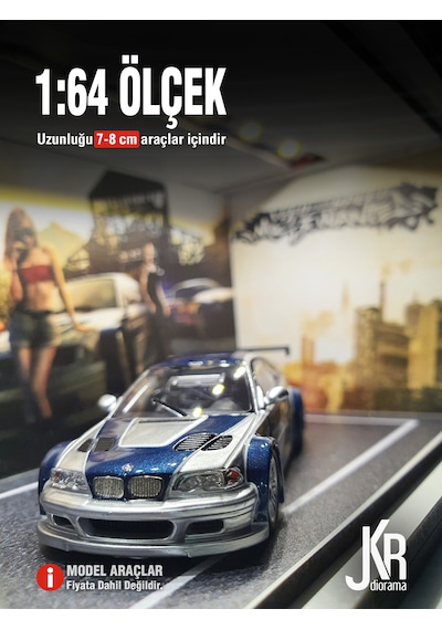 Most Wanted V1 Diecast Led Işıklı Akrilik Korumalı Stand/diorama 1:64 Ölçek