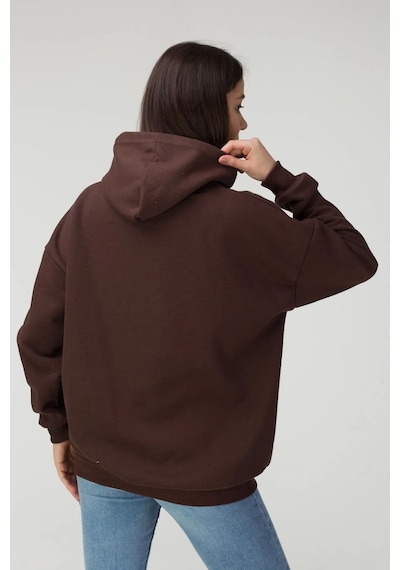 Uyguntarz Unisex Los Angles Baskılı Sweatshirt Kahverengi